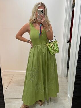 Moon River Olive Green Sleeveless Maxi Dress